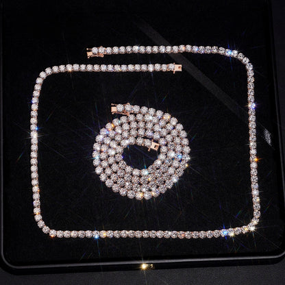 10K GOLD RD CUT MOISSANITE/LAB GROWN DIAMOND TENNIS CHAIN 2MM-5MM VTNL1007