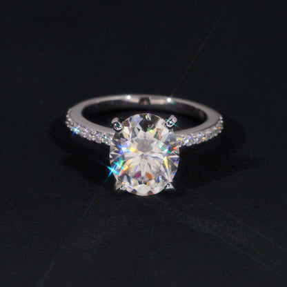 .925 SILVER OVAL CUT MOISSANITE ENGAGEMENT RING WITH MICRO PAVE VTRG1009