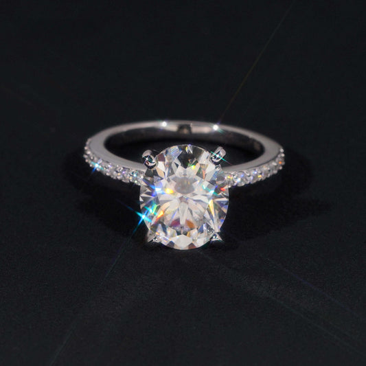 .925 SILVER OVAL CUT MOISSANITE ENGAGEMENT RING WITH MICRO PAVE VTRG1009