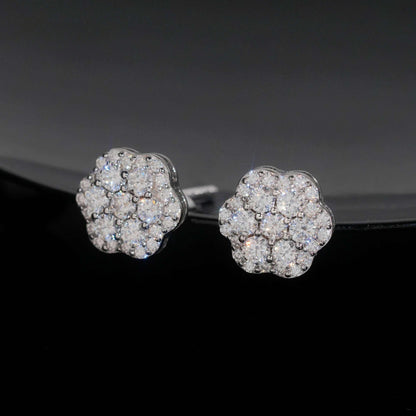 .925 SILVER FLORAL ROUND CUT MOISSANITE STUD EARRING VTER1002