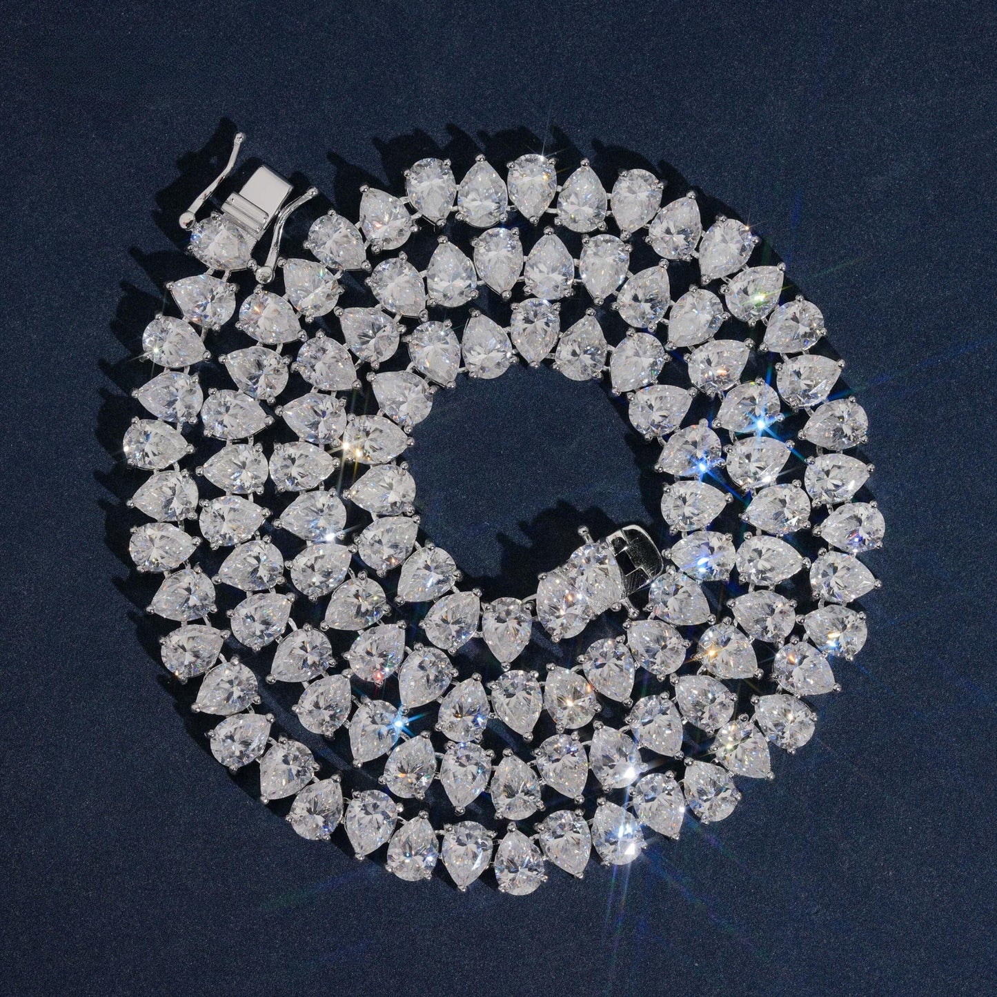 .925 SILVER PEAR CUT MOISSANITE TENNIS CHAIN VTNL1004