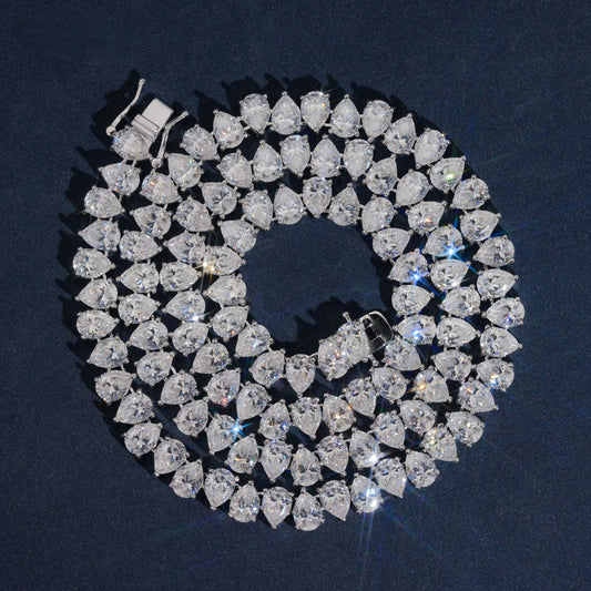 .925 SILVER PEAR CUT MOISSANITE TENNIS CHAIN VTNL1004