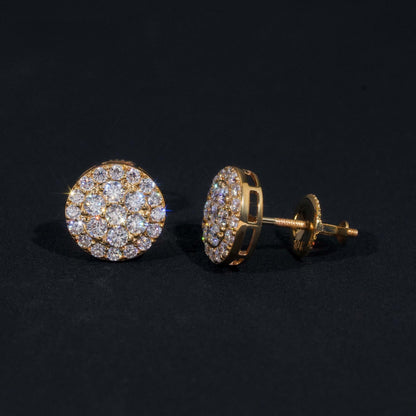 10K GOLD RADIANT ROUND CUT CLUSTER HALO MOISSANITE STUD EARRING VTER1015