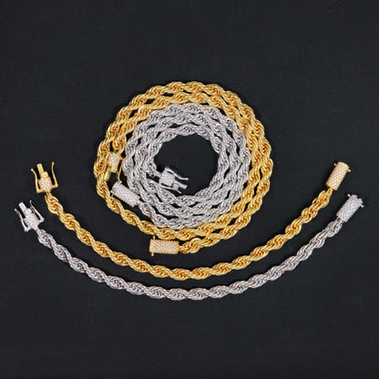.925 SILVER ROPE CHAIN MOISSANITE CLASP 6MM VTNL2001