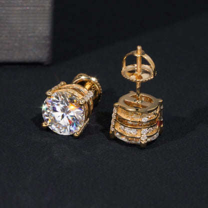 10K GOLD ROUND CUT MOISSANITE STUD EARRING WITH PAVE VTER1016