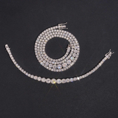 .925 SILVER GRADUATING ROUND CUT MOISSANITE TENNIS CHAIN 5MM VTNL1003
