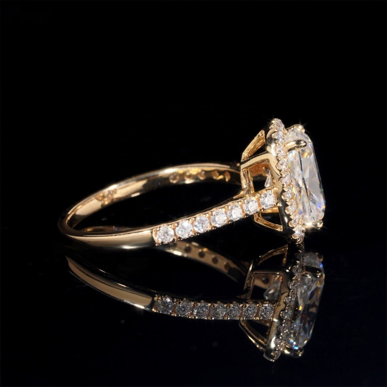 14K GOLD CUSHION CUT HALO MOISSANITE ENGAGEMENT RING VTRG1022
