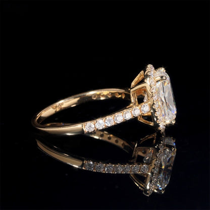 14K GOLD CUSHION CUT HALO MOISSANITE ENGAGEMENT RING VTRG1022