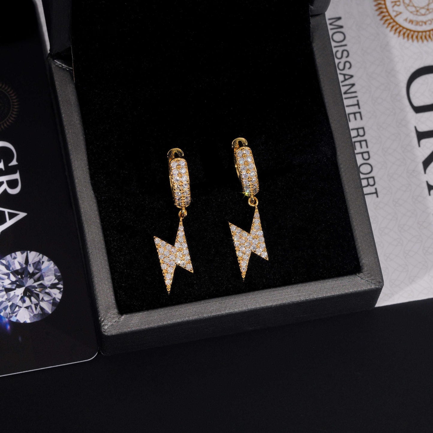 .925 SILVER LIGHTNING BOLT MOISSANITE HOOP EARRING VTER1007