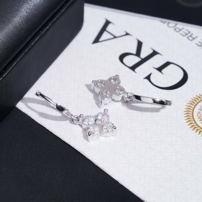 .925 SILVER RD CUT FOUR-PETAL DESIGN MOISSANITE  DROP EARRING VTER3002