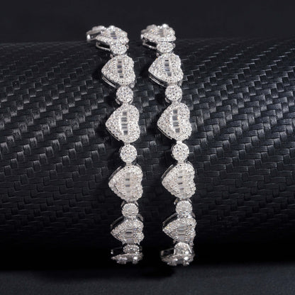 .925 SILVER HEARTS BAGUETTE CUT MOISSANITE BRACELET VTBL5004