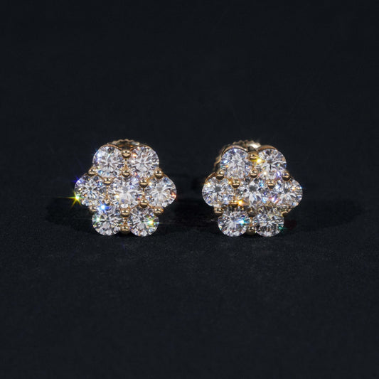 10K GOLD FLORAL SHAPED MOISSANITE STUD EARRING VTER1012