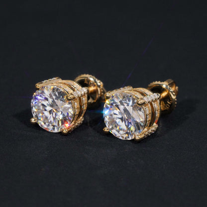 10K GOLD ROUND CUT MOISSANITE STUD EARRING WITH PAVE VTER1016