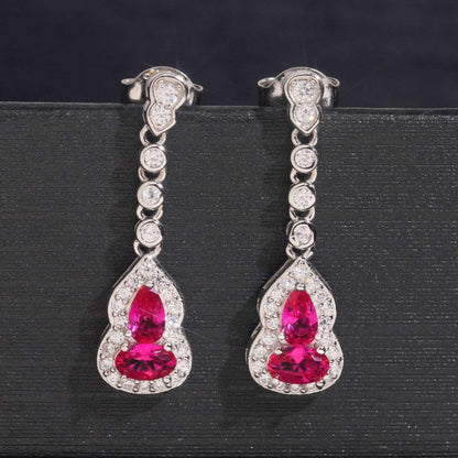 .925 SILVER MULTI CUT VIVID PINK HALO MOISSANITE  DROP EARRING VTER3005