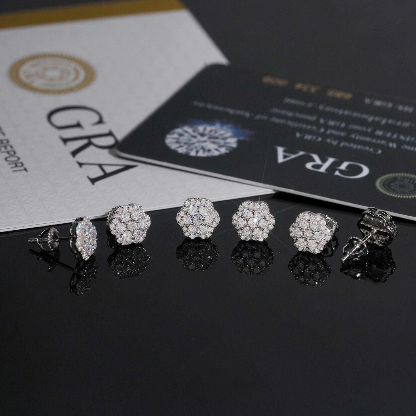 .925 SILVER FLORAL ROUND CUT MOISSANITE STUD EARRING VTER1002
