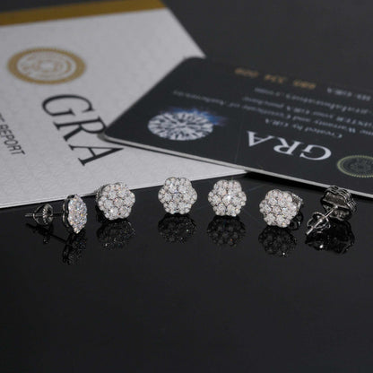 .925 SILVER FLORAL ROUND CUT MOISSANITE STUD EARRING VTER1002