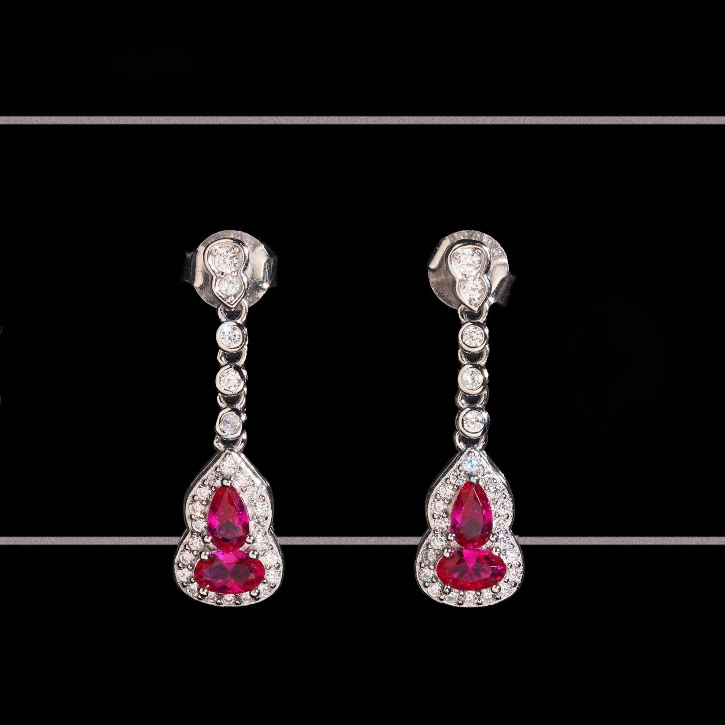 .925 SILVER MULTI CUT VIVID PINK HALO MOISSANITE  DROP EARRING VTER3005