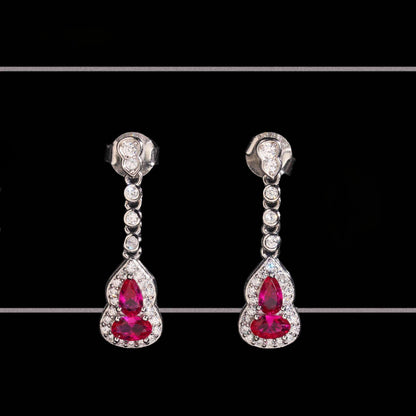 .925 SILVER MULTI CUT VIVID PINK HALO MOISSANITE  DROP EARRING VTER3005