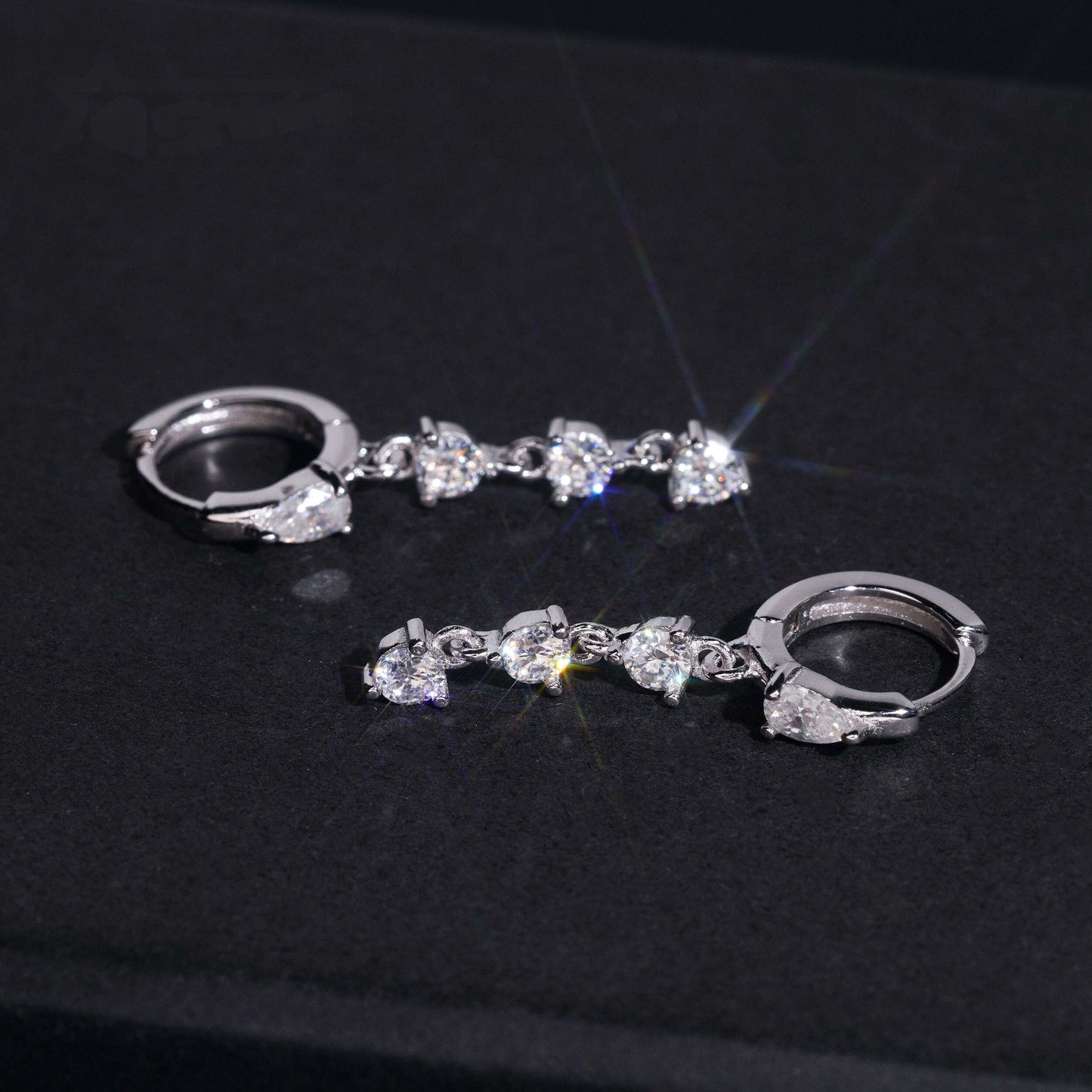 .925 SILVER RD CUT MOISSANITE  DROP EARRING VTER3001