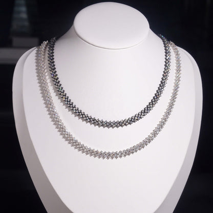 .925 SILVER MULTI-ROW ZIG-ZAG TENNIS MOISSANITE WOMEN'S NECKLACE VTNL3004