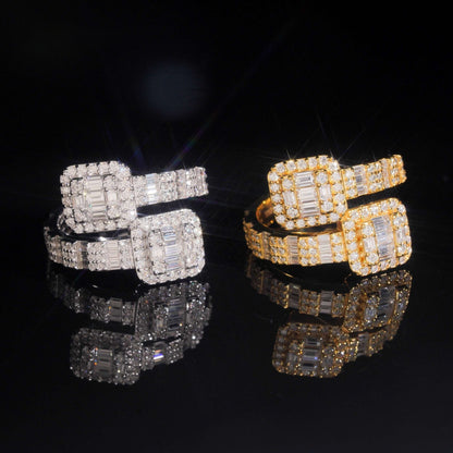 .925 SILVER GEOMETRIC GRID DESIGN MOISSANITE STONES MULTI-ROW SETTING VTRG0005