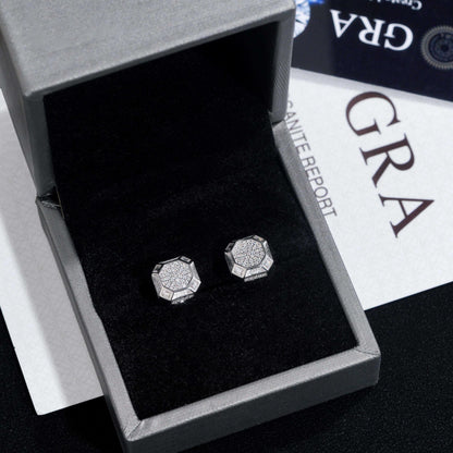 .925 SILVER OCTAGONAL SHAPED MOISSANITE STUD EARRING VTER1010