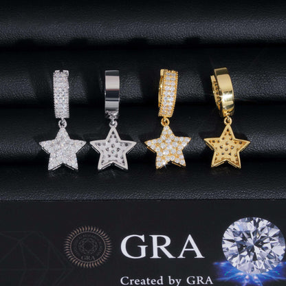 .925 SILVER STAR SHAPED MOISSANITE HOOP EARRING VTER1009