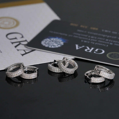 .925 SILVER 2 ROW PAVE ROUND CUT MOISSANITE HOOP EARRING VTER1001