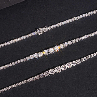 .925 SILVER GRADUATING ROUND CUT MOISSANITE TENNIS CHAIN 5MM VTNL1003