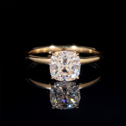 14K GOLD 2CT CUSHION CUT MOISSANITE ENGAGEMENT RING VTRG1024