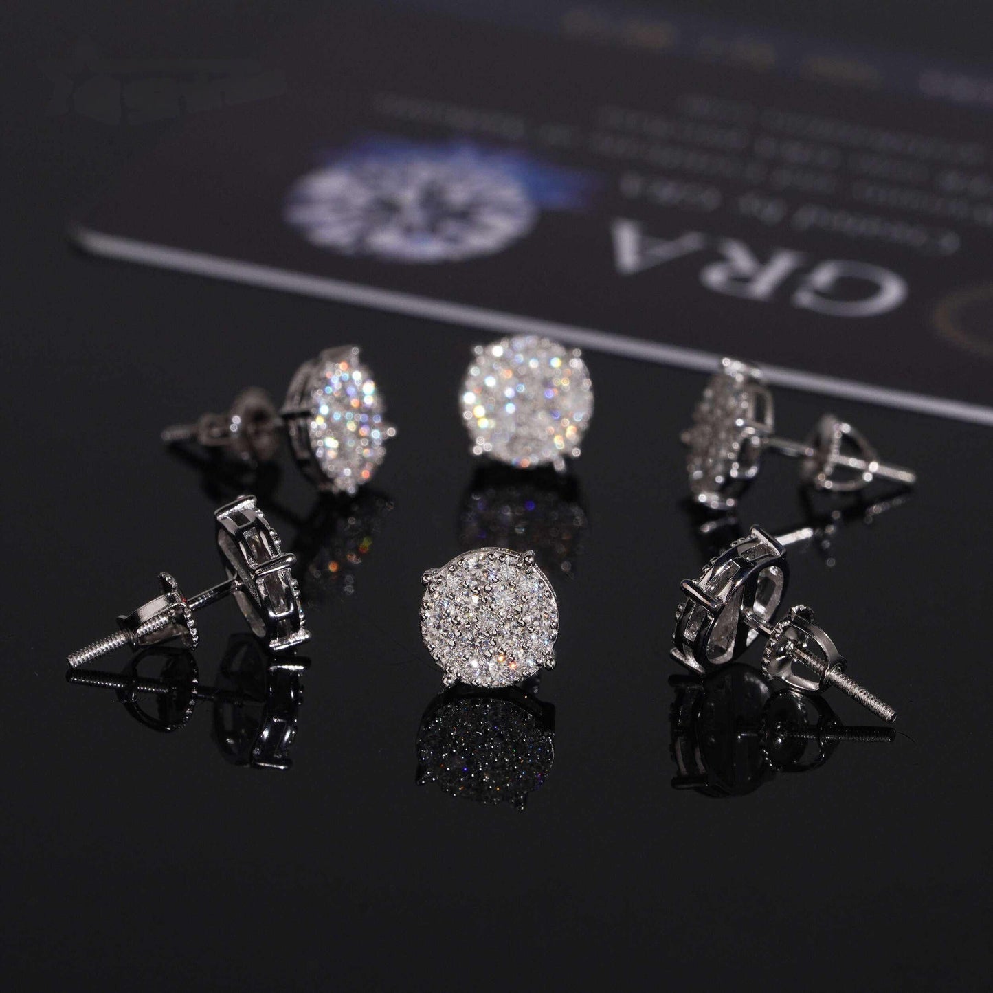 .925 SILVER CLUSTER ROUND CUT MOISSANITE STUD EARRING VTER1003