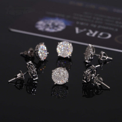 .925 SILVER CLUSTER ROUND CUT MOISSANITE STUD EARRING VTER1003